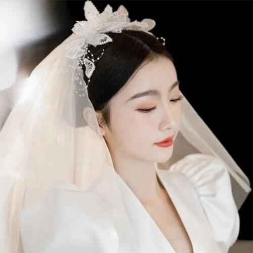 Bride head veil new lace flower web celebrity same style photo photo wedding dress hair accessories