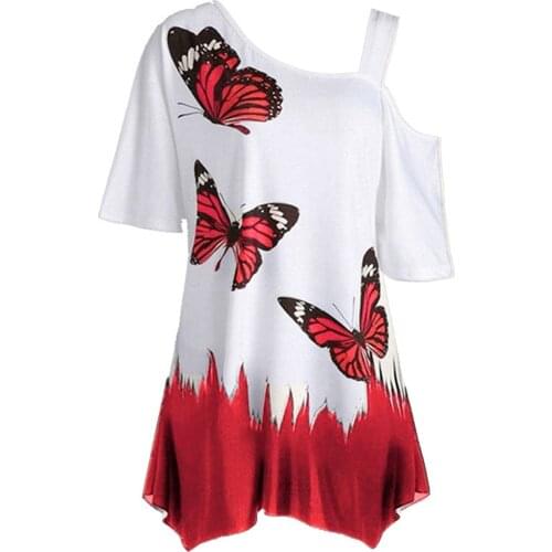 Butterfly Top Womens Summer Clothing Plus Size Fashion Female Large Size Butterfly Printing Womens T Shirt Tops Vintage Gothic