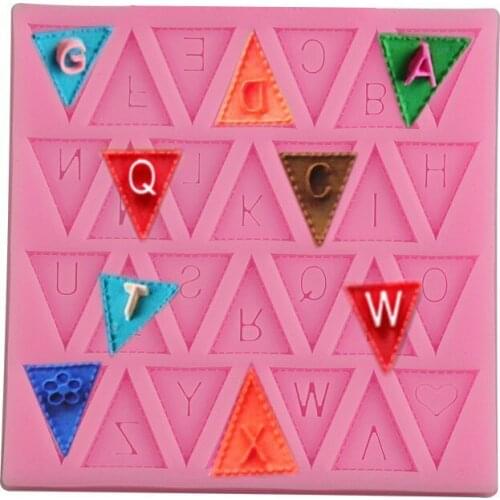 Triangle Design Alphabet Letter Silicone Cake Mold DIY Baking Mould For Chocolate Mold Cookie Fondant Cake Decorating Tools