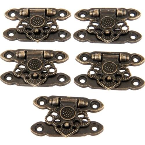5Pcs 37x25mm Antique Bronze Alloy Latch Hardware Decorative Jewelry Gift Wooden Box Suitcase Hasp Latch Hook With Screws