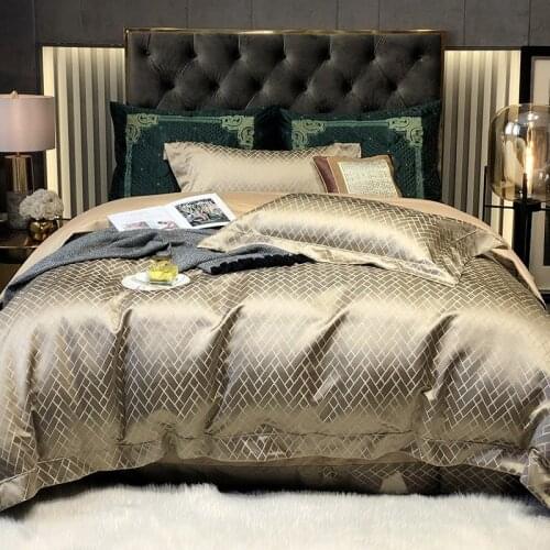 Jacquard Bedding Set King Size Solid Bed Sheet Set Duvets