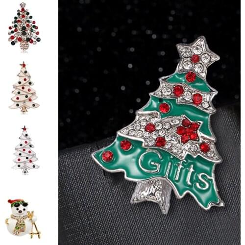 1PC Brooches Santa Claus Gloves Bells Snowflake Rhinestone Suit Metal Pins Badges Fashion Christmas New Year Gifts Brooch