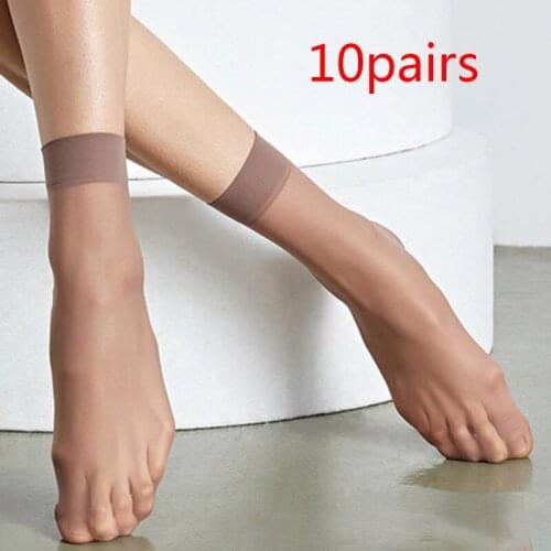 10 Pairs Spring Summer Ladies Soft Socks Casual Non-slip Bottom Stitching Fashion Transparent Ladies and Girls Thin Stockings