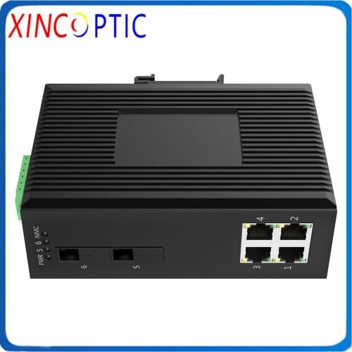 2Dual Fiber+4RJ45, SM 1310nm, 20km, SC, 10/100/1000Mbps, 2SFP + 4RJ45 Industrial Ethernet Switch