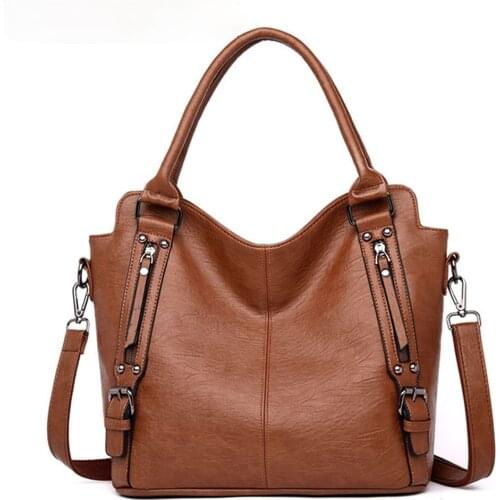 2021Vintage soft leather luxury handbags women bags Designer Large ladies hand tote bag shoulder crossbody bags for women