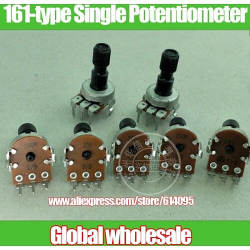 6pcs 161 Type Vertical Single Potentiometer A1M 20K 200K 50K 500 Euro / Handle Length 21MM Knurling Shaft / Shaft Diameter 8MM