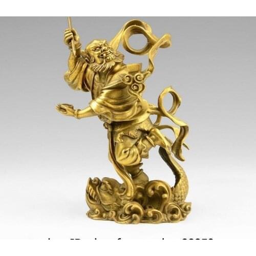 8 China Brass Copper Kui Xing KuiXing point bucket God Buddha Sea Turtle Statue