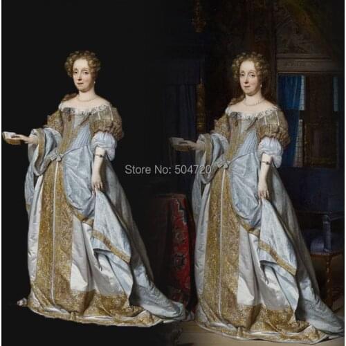 Tailored!NEW Royal 18 Century French Duchess Retro medieval Renaissance Reenactment Theatre Civil war Victorian dress HL-357