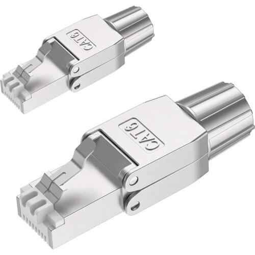 For RJ45 CAT6 Connectors Tool Free Shielded Toolless Modular Network Plug for Installation Cable 2 Pack
