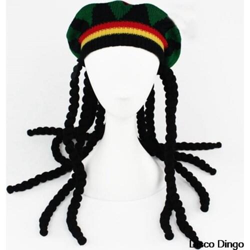 Women Fake Braids Beret Beret Halloween Knitted Wool Hat Jamaica Reggae Holiday Decoration Hat Man