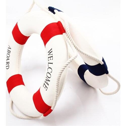Welcome Wall Ornament Life Buoy Foam Aboard Nautical Life Lifebuoy Ring Boat Wall Hanging Mediterranean Style Home Decoration