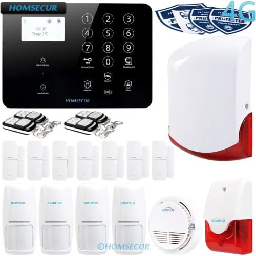 HOMSECUR Multi-language Menu 4G Wireless Home Burglar Security 3G Home Security GSM Alarm System Door Security SMS Alarm