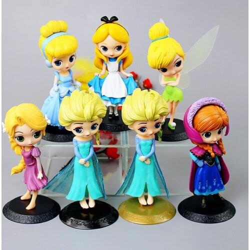 1Pcs 15CM Disney Cinderella Princess Action Figures Anna Elsa Tangled Dolls PVC Model Toys Cake Decoration For Girls Gift
