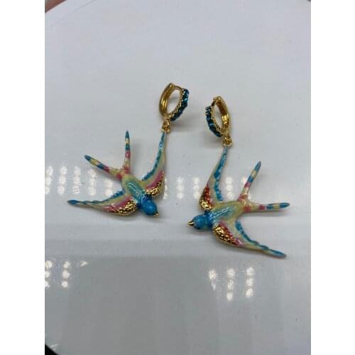 European And American Fashion Franc Color Small Swallow Series Earrings For Women