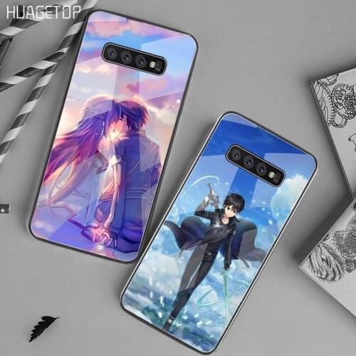HUAGETOP Hot Sword Art Online SAO Anime Manga phone Case Tempered Glass For Samsung S20 Plus S7 S8 S9 S10 Plus Note 8 9 10 Plus