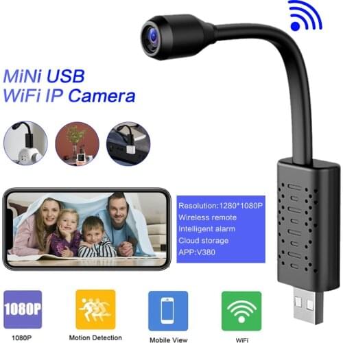 U21 HD Smart Mini Wifi USB Camera Real-time Surveillance IP Camera Motion Detection Loop Recording Small Camera Support TF