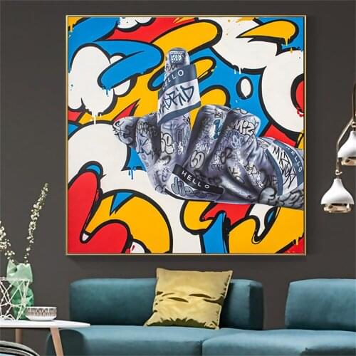 Pop Street Art Finger Picture For Living Room Graffiti Canvas Painting Wall Art Posters And Prints For Room Home Decor Mural