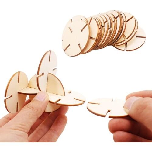 30pcs 50mm Blank Unfinished Wooden Jigsaw Puzzle DIY Wood Puzzle Cutouts for Wedding Christmas Party Gifts, Arts Craft Decor