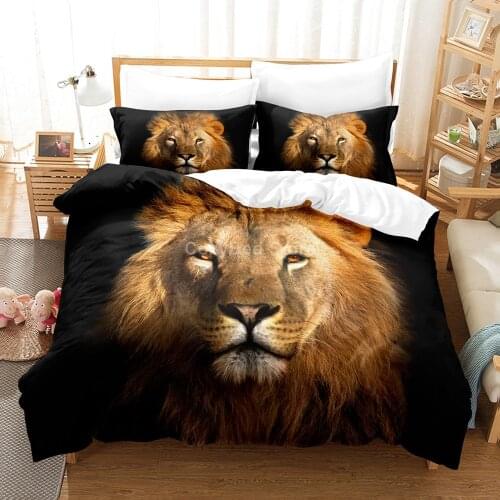 Cool Lion Animal 3d Bedding Set Duvet Cover Sets Comforter Bed Linen Twin Queen King Single Size Room Decor Kids Adult Black