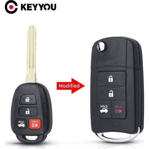 KEYYOU Modified Remote Car Key Shell Fob 4 Buttons TOY43 Blade Flip Case For Toyota CAMRY 2012 2013 2014 2015 Corolla 2014 2015