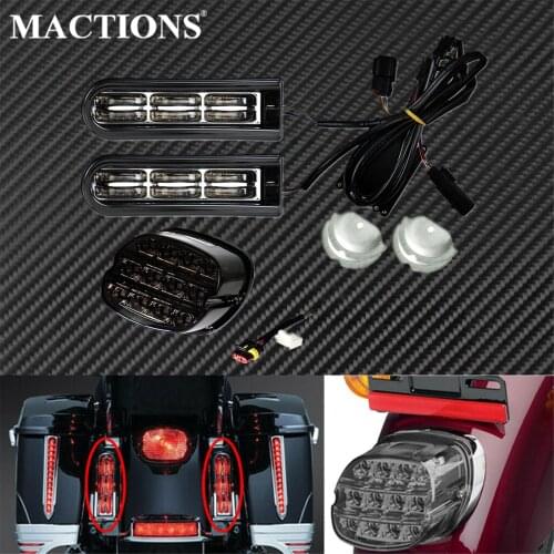 Motorcycle LED Inserts Saddlebag Filler Support Taillight Running Turn Signal Light+Brake Tail Lights For Harley Touring 14-Up
