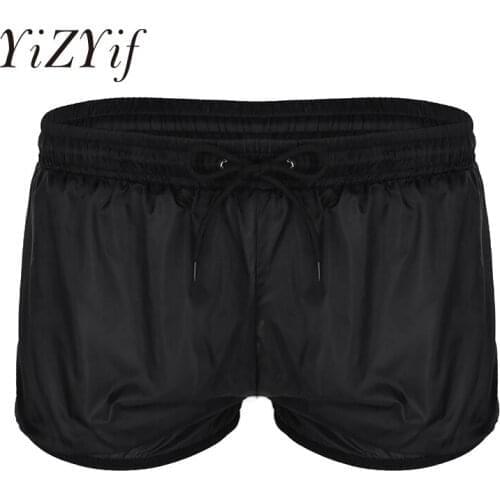 YiZYiF Men Sexy Boxer Shorts Soft See Through Fabric Drawstring Lightweight Boxer Shorts Gay Panties Casual Swimming Wear Shorts