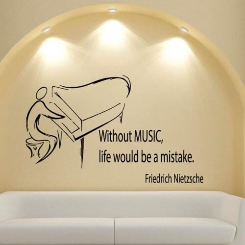 Piano Wall Decals Without Music Life Would Be A Mistake Wall Sticker Home Decor Vinyl Art Murals Kids Children Room Decoration