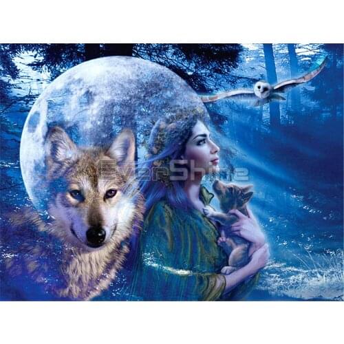 Wolf Animal DIY Embroidery Cross Stitch 11CT Kits Needlework Craft Set Printed Canvas Cotton Thread Home Decoration Wholesale