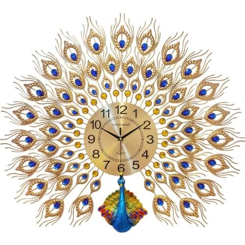 Peacock Clock Wall Clock Living Room Home Fashion Creative Personality Simplicity Mute Nordic Slightly Luxury Decoration Clock