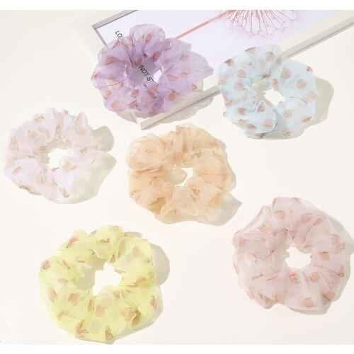 2020 New Korean Hair Decoration For Girls Peach Hair Scrunchies Organza Clear Elastic Hair Ties For Women Kawaii Accessories