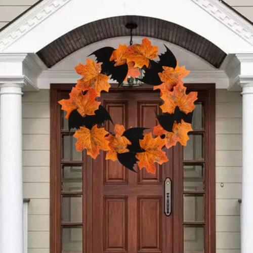 2020 New Halloween Room decoration Halloween Decoration Bat Wreath Pendant Window Door Hanging Maple Leaf Wreath decor