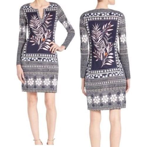 The new womens fashion beautiful printin knitted dress silk jersey free shipping