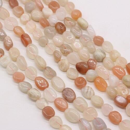 New Natural Gem Stone Beads Orange Irregular Moonstone Quartz Loose Spacer Beads for Jewelry Making DIY Bracelet Necklace 14