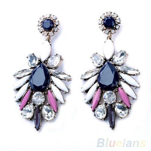 New Fashion Design Charm Gem Flossy Crystal Statement Stud Earrings 2IXQ