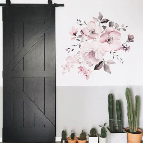 New Pink Floral Wall Stickers Bedroom Living Room Decoration Wall Mural Home Decor Decals Flower Cluster Stickers Wallpaper