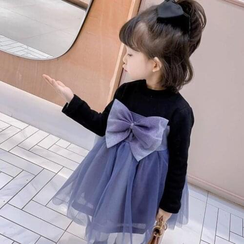 Clothes for Newborns Children Flower Dress Baby Girl Spring Autumn Long Sleeve Pink Black Fashion Toddler Kids Bowknot Costume