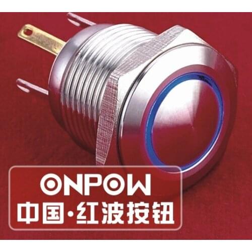 ONPOW 16mm Waterproof IP65 Stainless steel 12V,110V Ring LED Domed actuator Push button switch (GQ16B-10E/JL/S) CE,ROHS