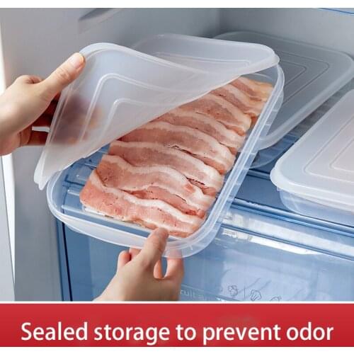 Transparent Stackable Refrigerator Fresh-Keeping Box Kitchen Pe Soft Cover Seafood And Fish Cold Anti-Odor Sealing Storage Box