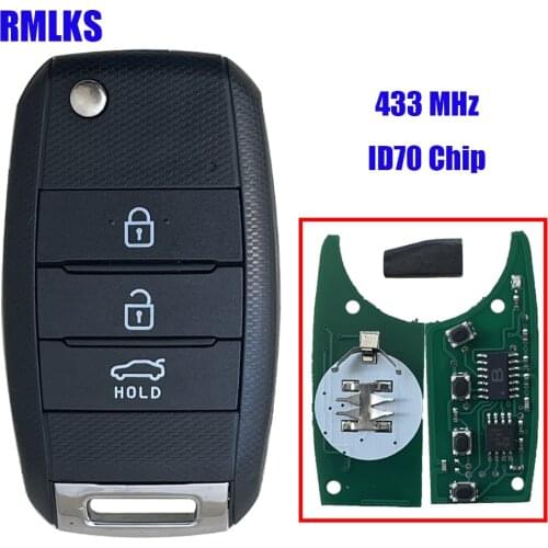 Flip Folding Remote Key Fob 3 Button 433MHz 4D70 Chip For K3 Forte 2013 2014 2015 Uncut Blade