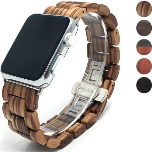 Wooden Watch Strap for Apple Watch Serie 6 5 SE 4 3 Band 44mm 38mm 42mm Bracelet Iwatch 5 40mm Strap Wristband Accessories band
