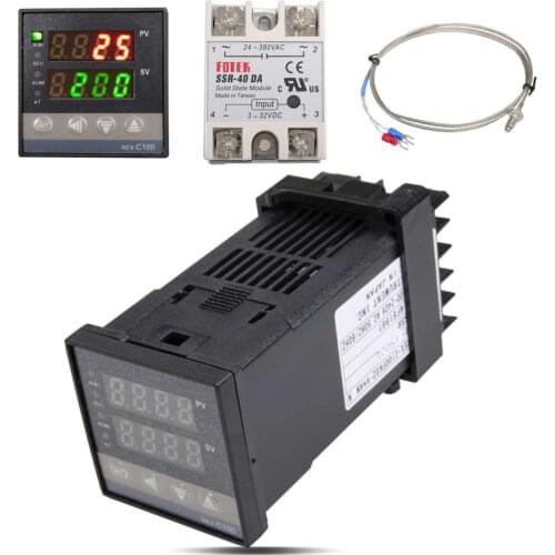 REX-C100 Intelligent Digital Temperature Controller Kit Alarm 110-240V 0-1300 Degree Digital PID With K Type Probe Sensor