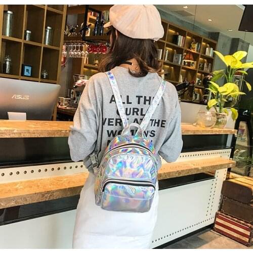 Mini Laser Backpacks For Women Silver Fashion Laser Backpack Youth Bag Teenage Girls Female Korean Trend Personality School Bag
