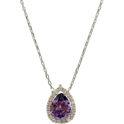 Amethyst Drop Cut Anturaj Silver Necklace