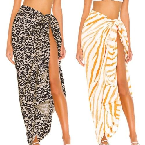 Printing Chiffon Bikini Cover-Ups Wrap Skirt Swimsuit Smock Cover-ups Women Kaftan Beachwear Bikini Cover Bathing Wrap Skirt