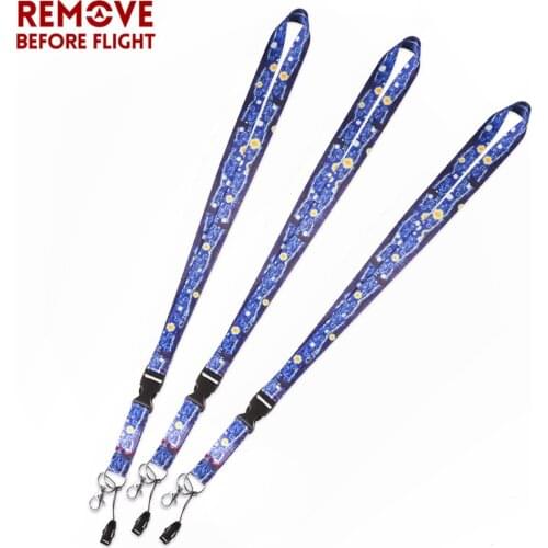 20 PCS/LOT Wholesale Fashion Lanyards Starry Night Lanyard ID Badge Holders Pass Gym Badge Holder Neck Straps Lanyards for Keys