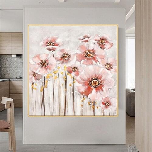 Modern home decoration painting hand-painted oil painting abstract flowers nordic dandelion canvas painting living room wall art