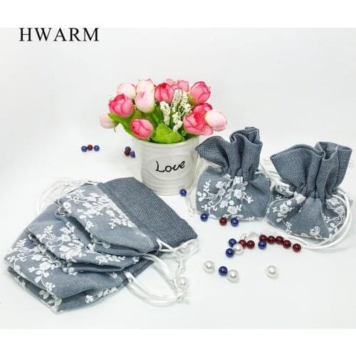 Wedding Lace Candy Box Double Layer Embroidery Sachet Cotton Drawstring Gift Bag Party Favors Birthday Baby Shower Accessories