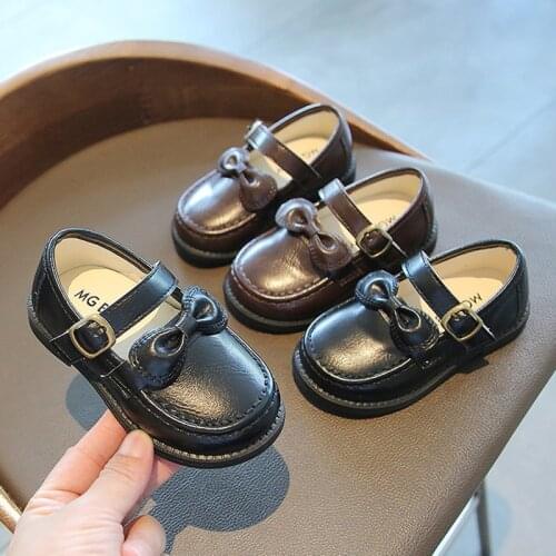 Bowtie Leather Girls Shoes Retro Mary Janes Shoes For Kids Dance Party Princess Shoes Children Fats 1-8 years Baby Toddlersy