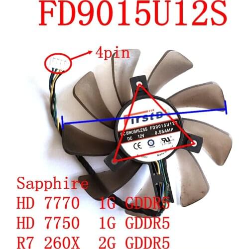 Free Shipping FirstD FD9015U12S 4pin 85mm 39x39x39mm 0.55A for Sapphire HD7770 77501G GDDR5 R7 260X 2G GDDR5 graphics card fan