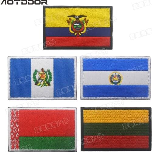 Ecuador Guatemala El Salvador Lithuania Belarus Flag Embroidery badges Europe America flag Stripes military patch